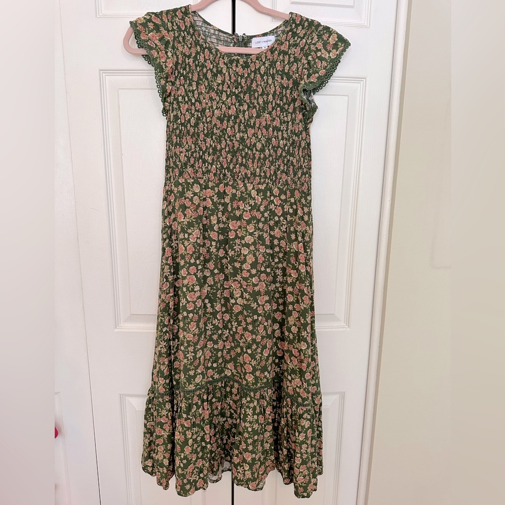 Lost + Wander Midi Floral Printed Dress, Size M.